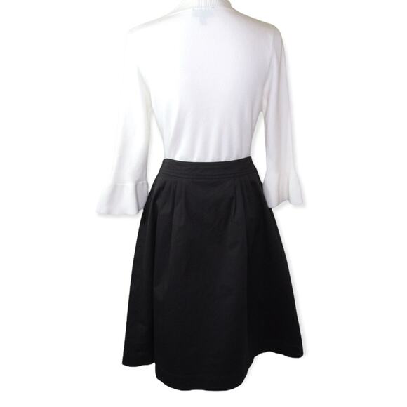 Trina Turk Women's Button Front Aline Skirt Size 8 Black Cotton Spandex Pleated - Picture 6 of 12